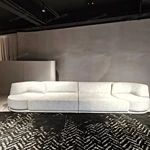 Modern Curved Modular Sofa with 360° Rotatable End Modules & Premium Textured Fabric